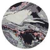 Orsina Round Rug in abstract grey and pink design, perfect for modern interiors