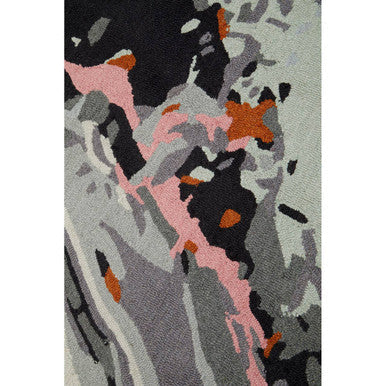 Orsina Round Rug in Abstract Design with Grey, Pink, and Orange Patterns for Modern Decor
