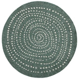 Round Rug with a Spiral Pattern in Green and White, Ideal for Stylish Home Decor