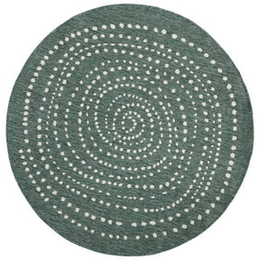 Round Rug with a Spiral Pattern in Green and White, Ideal for Stylish Home Decor