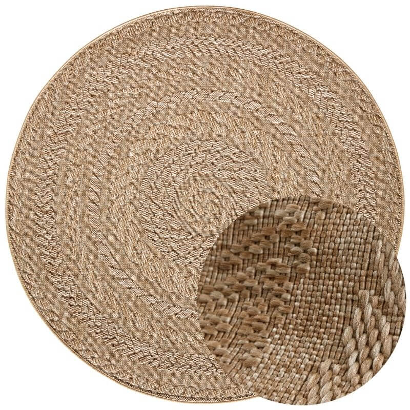 Handwoven natural Round Rug featuring intricate braided texture for stylish home decor
