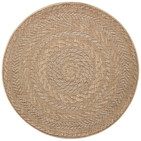 Natural Round Rug with a Textured Weave Ideal for Enhancing Home Decor