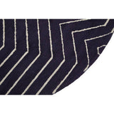 Orsina Round Rug with Geometric Pattern in Navy and Cream for Modern Home Decor