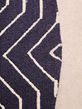 Orsina Round Rug with Chevron Pattern in Navy Blue and Cream for Stylish Home Decor