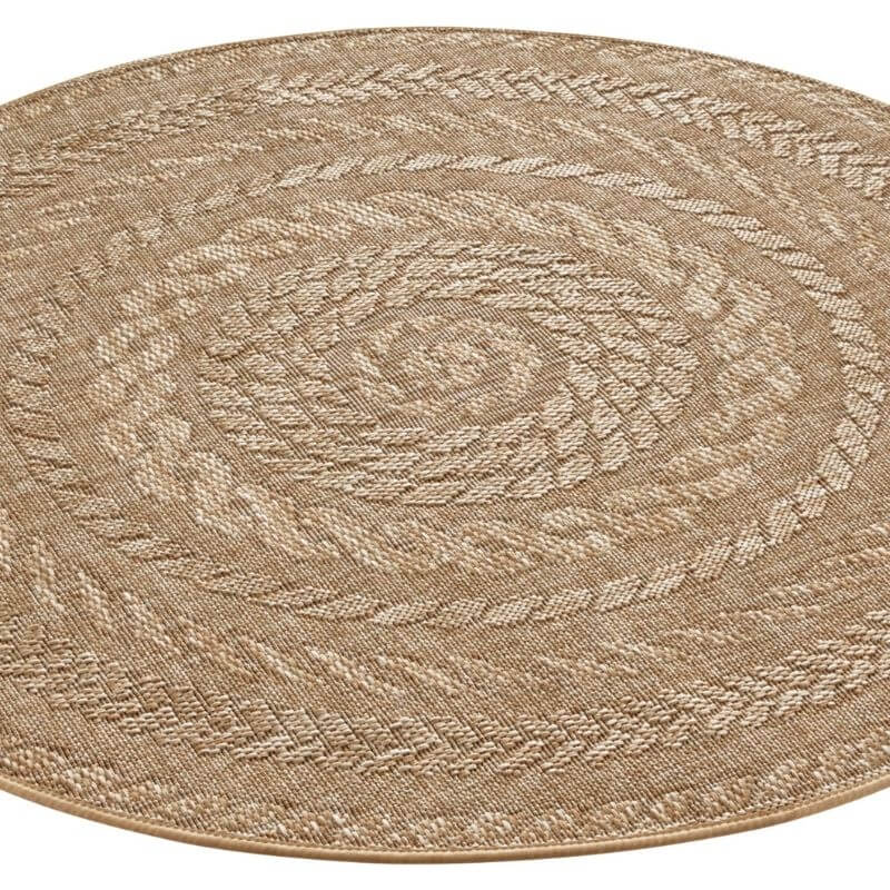 Natural Round Rug with a Spiral Pattern, Ideal for Creating a Warm Atmosphere in Any Room