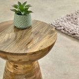 Merlin Mango Wooden Round Side Table Mushroom Style Verty Furniture