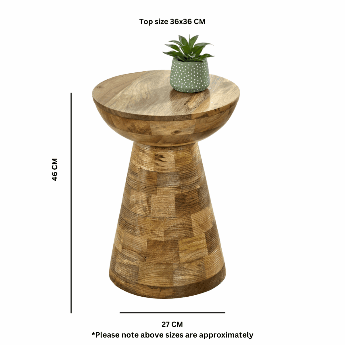 Merlin Mango Wooden Round Side Table Mushroom Style Verty Furniture