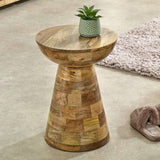 Merlin Mango Wooden Round Side Table Mushroom Style Verty Furniture