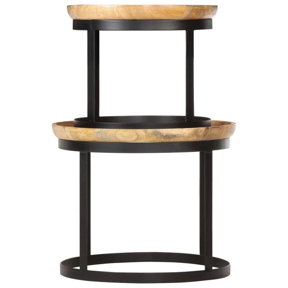 Round Side Tables 2 pcs Solid Mango Wood and Steel vidaXL