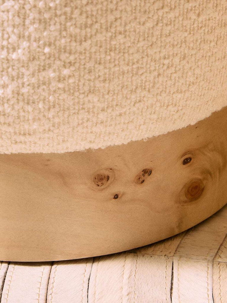 Mota Burl Wood And Cream Boucle Round Stool Orsina