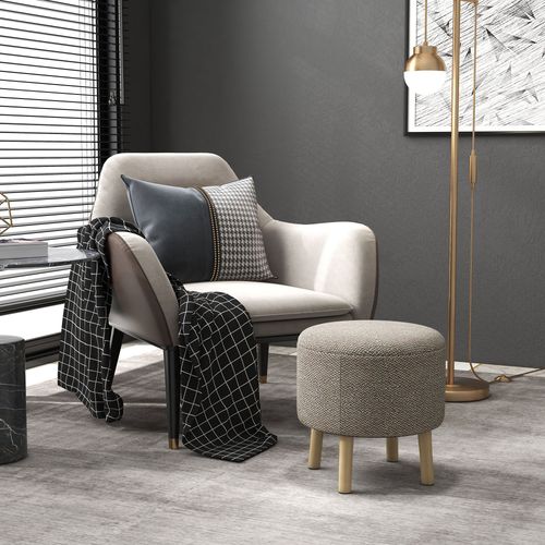 HOMCOM Storage Ottoman, Round Stool Chair with Cushioned Top, Hidden Space HOMCOM