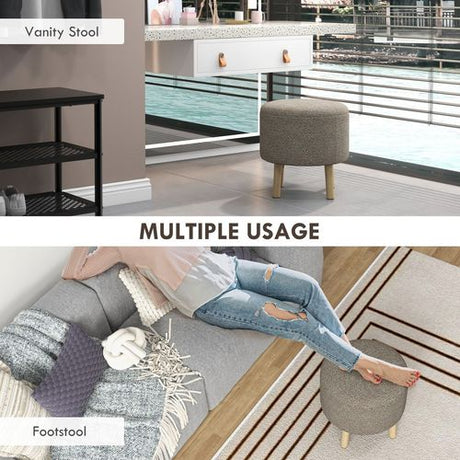 HOMCOM Storage Ottoman, Round Stool Chair with Cushioned Top, Hidden Space HOMCOM