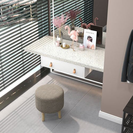 HOMCOM Storage Ottoman, Round Stool Chair with Cushioned Top, Hidden Space HOMCOM