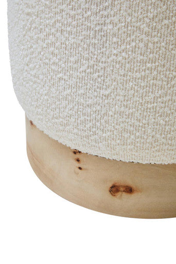 Mota Burl Wood And Cream Boucle Round Stool Orsina
