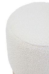 Mota Burl Wood And Cream Boucle Round Stool Orsina