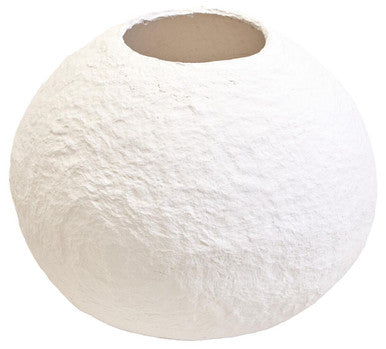Orsina Round Vase in White with a Textured Finish for Modern Home Decor