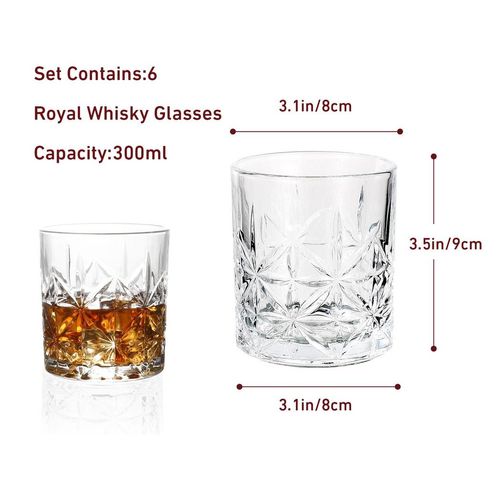 Vinsani Crystal Cut Whisky Glasses - Set of 6 Vinsani