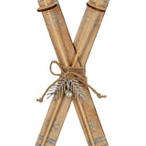 Rustic Crossed Skis Christmas Bauble Decorated with Snowflakes and Ribbon for Festive Homes