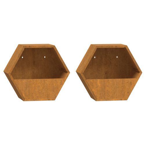 vidaXL Wall Planters 2 pcs Rusty Corten Steel 30x10x25 cm vidaXL