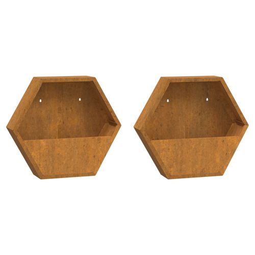 vidaXL Wall Planters 2 pcs Rusty Corten Steel 30x10x25 cm vidaXL