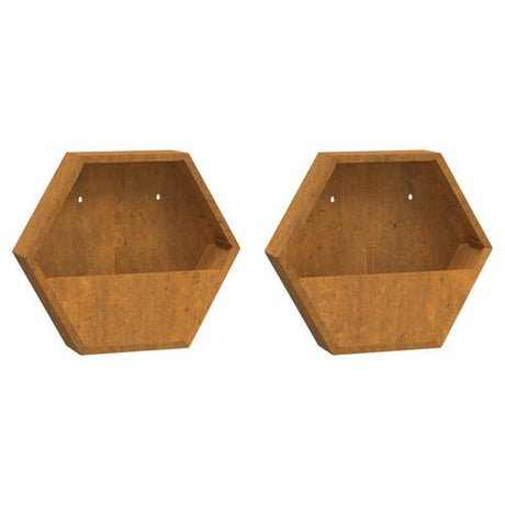 vidaXL Wall Planters 2 pcs Rusty Corten Steel 30x10x25 cm vidaXL