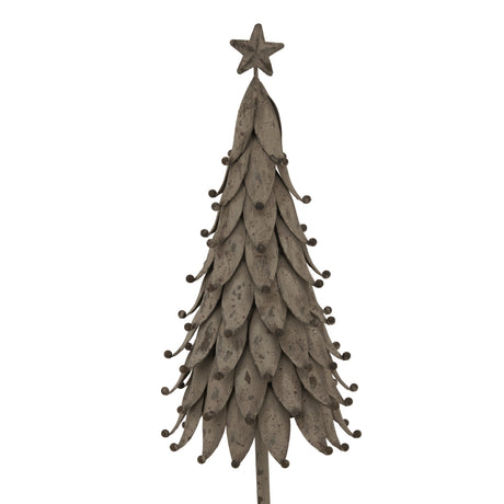 Rustic Decorative Tree in neutral tones with textured leaves and a star topper for Christmas room decorations