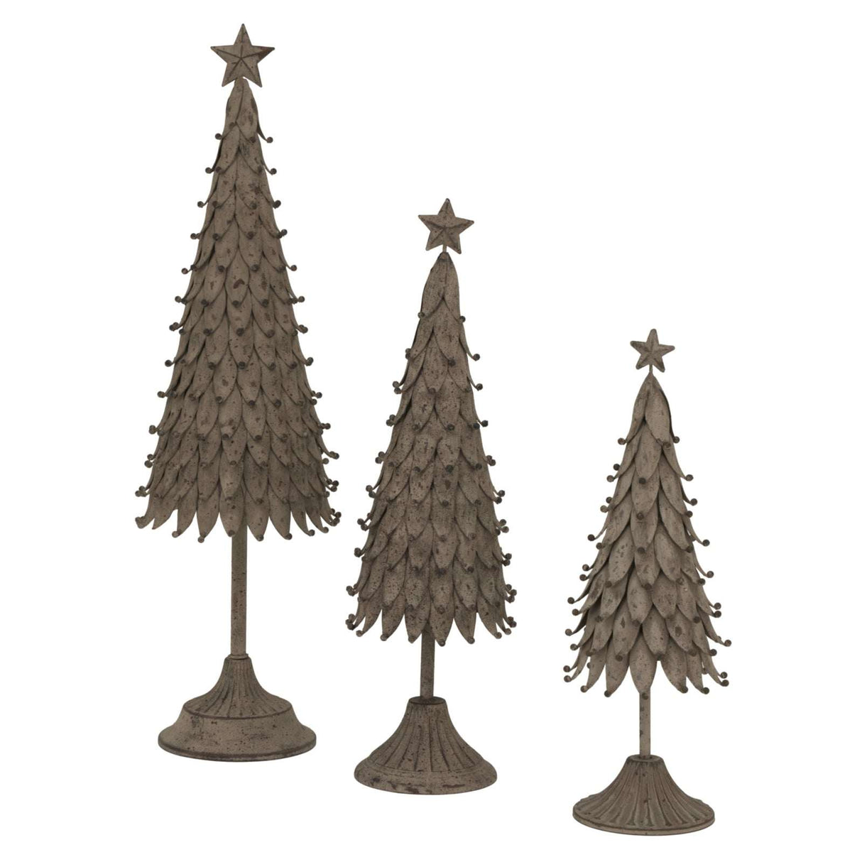 Set of three rustic decorative trees in various sizes, perfect for Christmas room decorations