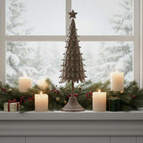 Rustic Decorative Tree displayed on a windowsill surrounded by candles and festive greenery