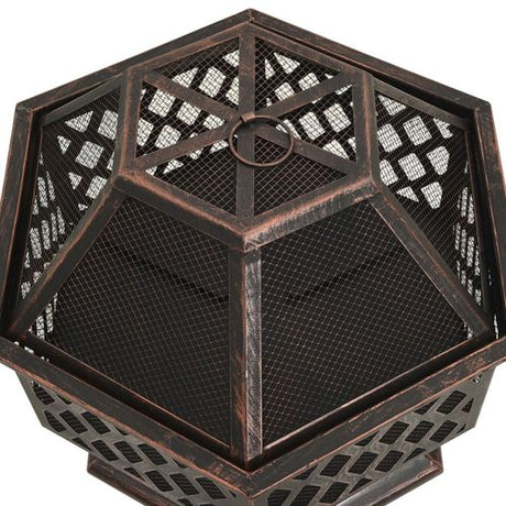 vidaXL Rustic Fire Pit with Poker 62x54x56 cm XXL Steel vidaXL