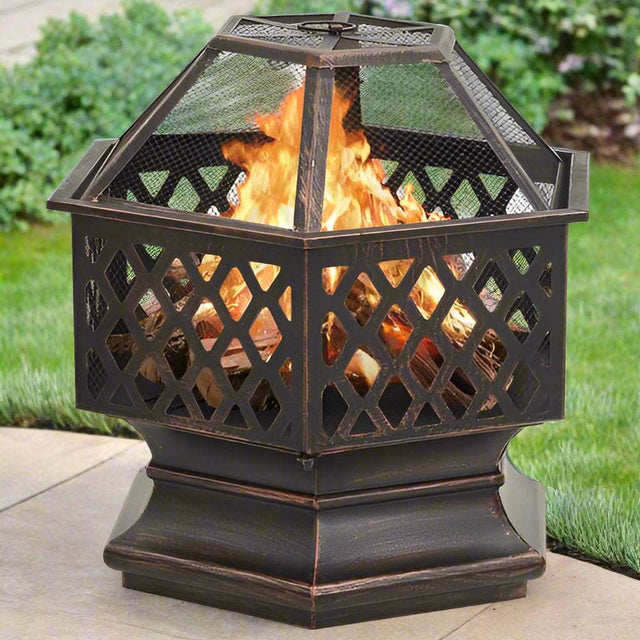 vidaXL Rustic Fire Pit with Poker 62x54x56 cm XXL Steel vidaXL