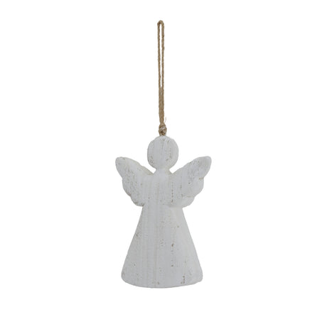Rustic Hanging Angel Decoration in White, Perfect for Enhancing Christmas Tree Decor