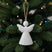 Rustic Hanging Angel Christmas Bauble in White with Natural Twine for Festive Tree Decor