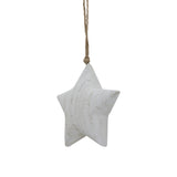 Rustic Hanging Star Decoration in White for Christmas Tree or Home Decor