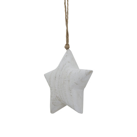 Rustic Hanging Star Decoration in White for Christmas Tree or Home Decor