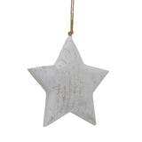 Rustic Hanging Star in White Finish, Perfect for Christmas Tree Decorations and Festive Decor