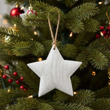 Rustic Hanging Star Christmas Bauble in White, perfect for festive tree decoration