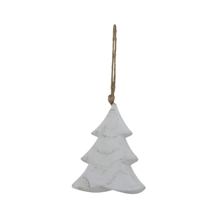 Rustic Hanging Tree decoration in white, perfect for adding charm to Christmas baubles and festive displays