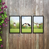 SunCatcher-UK Mirror Set featuring three elegant garden mirrors with vibrant puffin designs