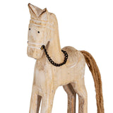 Rustic Rocking Horse Christmas decoration with vintage finish and jute details for festive home styling