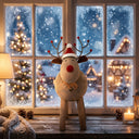 Rustic Rudolf Wooden Reindeer Decoration for Festive Christmas Room Decor