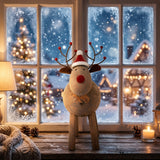 Rustic Rudolf Wooden Reindeer Decoration for Festive Christmas Room Decor