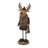 Rustic Rudolf Wooden Decoration with Red Hat and Stocking for Christmas Room Decorations