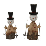 Rustic Snowman Decorations Set with Top Hats and Scarves for Charming Christmas Room Decor