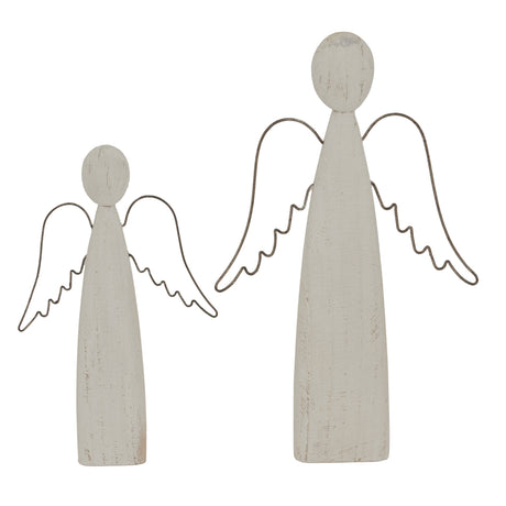 Rustic Standing Angel Decorations in White Wood Finish for Christmas Room Decor