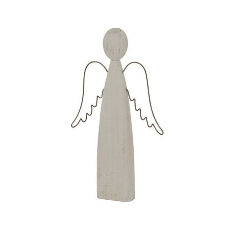 Rustic Standing Angel with a simple wooden design and wire wings, perfect for Christmas room decorations