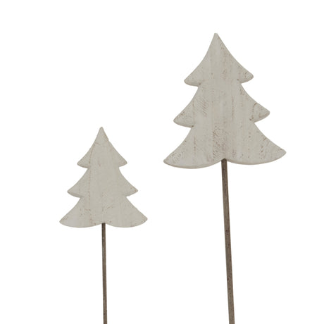 Two rustic tree decorations in a distressed finish, ideal for Christmas room decor