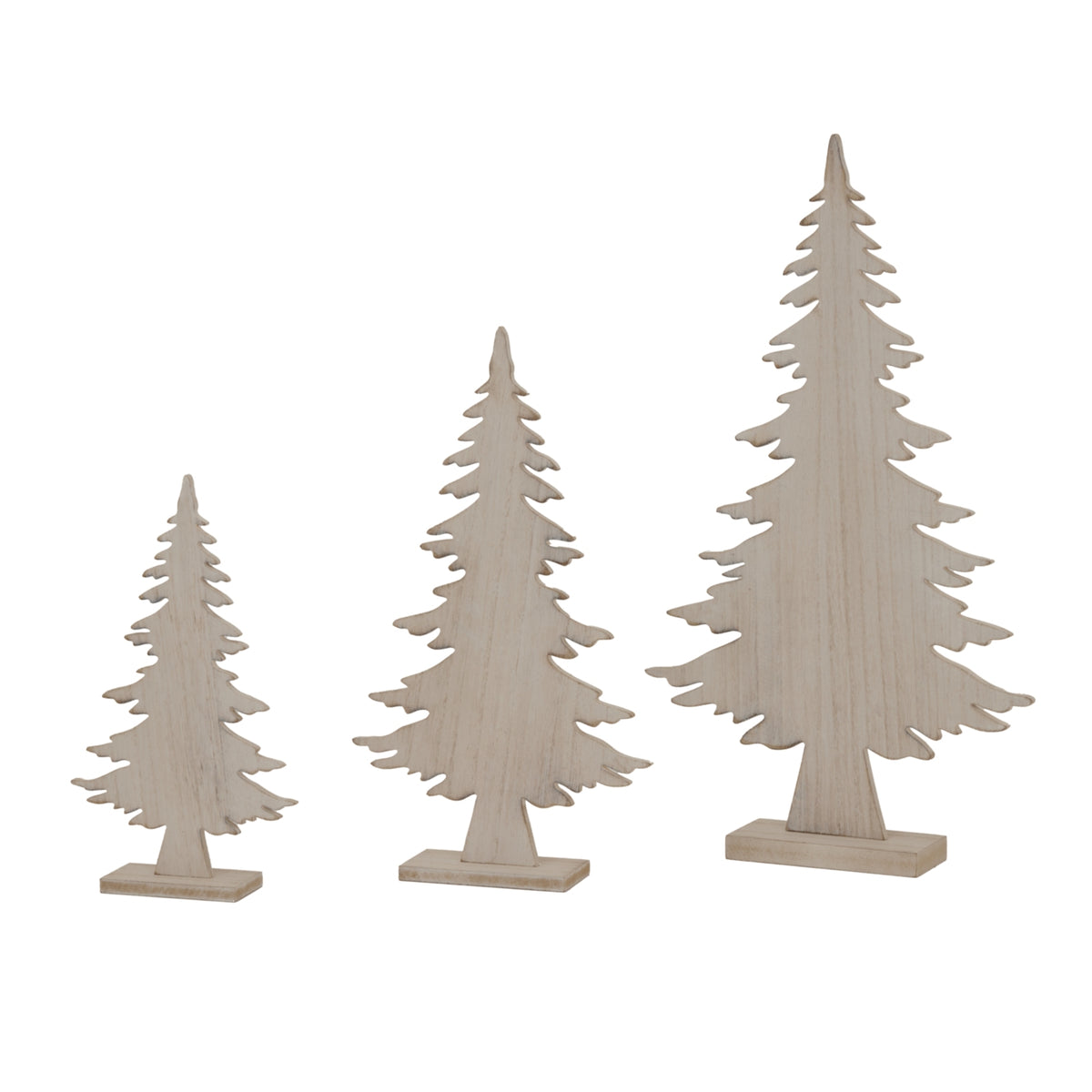 Set of three Rustic Tree wooden decorations for charming Christmas room decor