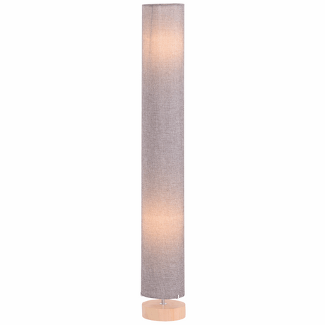 120H cm Wooden Base Floor Lamp With Linen Fabric-Grey HOMCOM