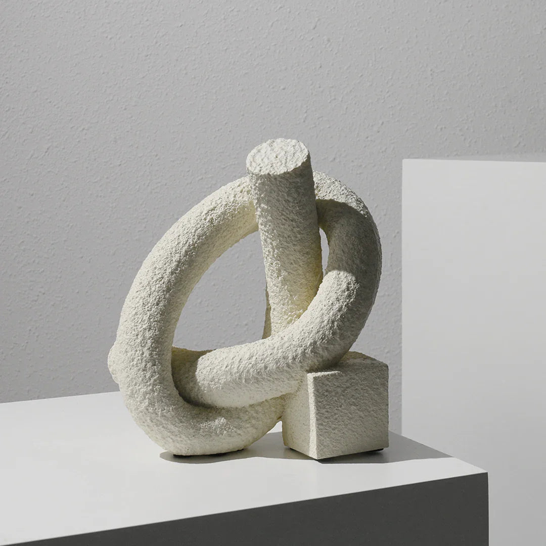 Nisu Home Decorative White Sculptural Ornament with Unique Shapes for Modern Interiors