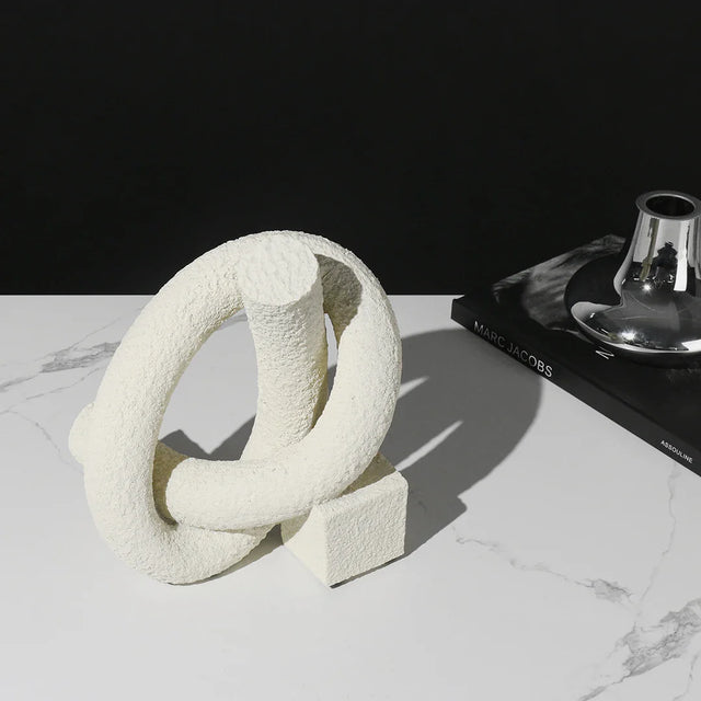 Nisu Home Decorative Sculpture Ornament in White, Featuring a Unique Knot Design for Stylish Decor